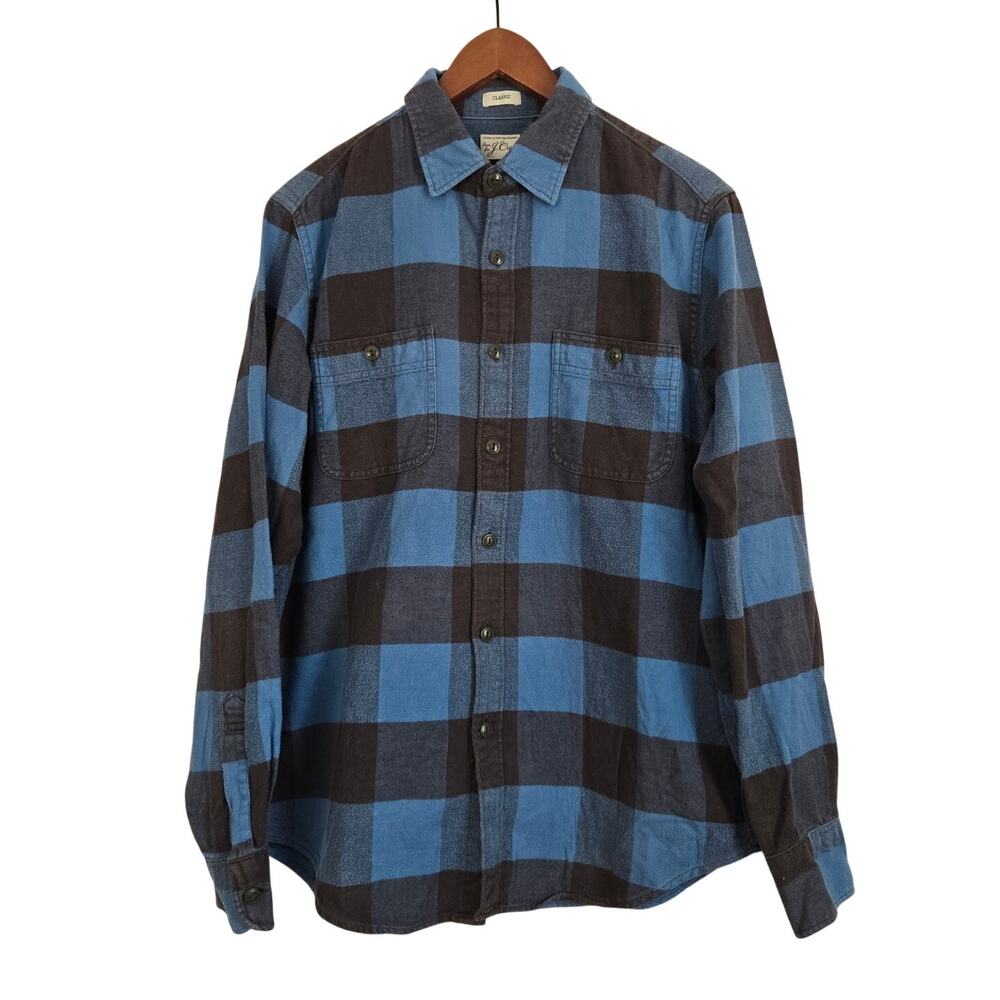 J, Crew Lumberjack Rugged Americana Blue Black Buffalo Check Flannel Shirt M